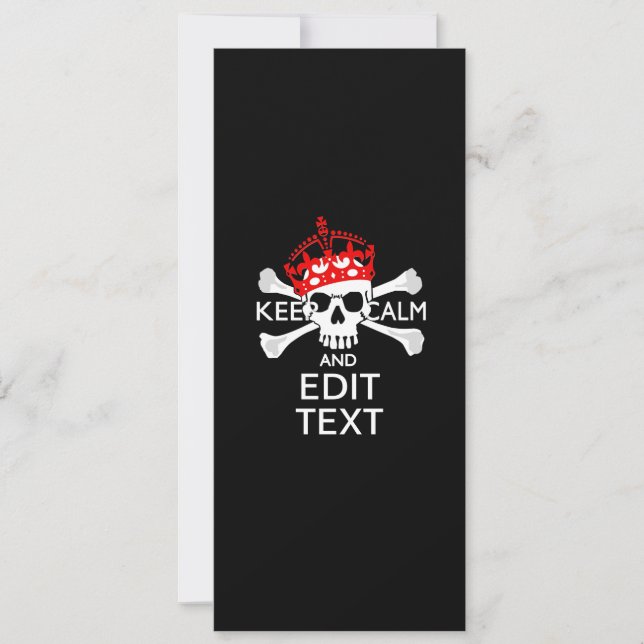 Seu Texto Mantenha Calmo Coroa Vermelha Crossbones (Frente)