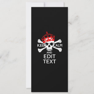 Seu Texto Mantenha Calmo Coroa Vermelha Crossbones