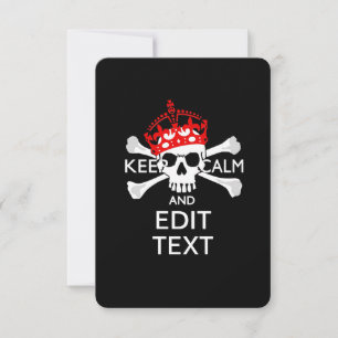 Seu Texto Mantenha Calmo Coroa Vermelha Crossbones
