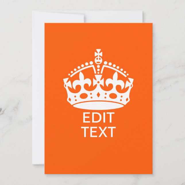 Seu Texto na Coroa Keep Calm Laranja (Frente)