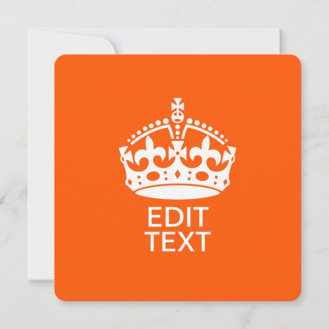 Seu Texto na Coroa Keep Calm Laranja (Frente)