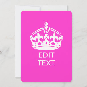 Seu Texto na Coroa Keep Calm Rosa Quente