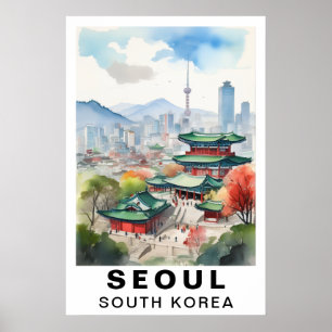Seul Coreia do Sul Impressão de Arte de Viagem em 