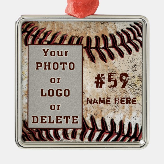 Seus Enfeites de Beisebol Personalizados com Logot (Frente)