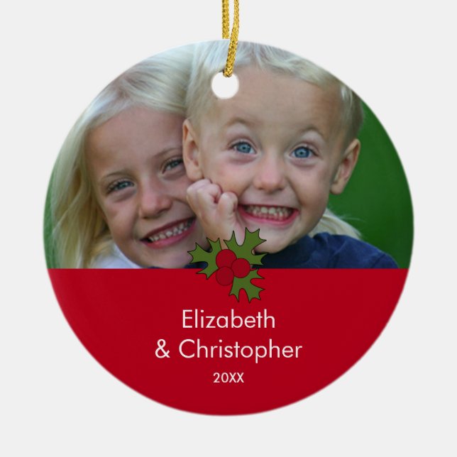 Seus enfeites de natal do quadro do azevinho da (Frente)