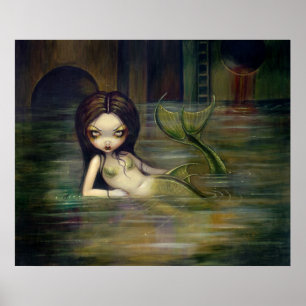 Sewer Mermaid ART IMPRESSÃO steampunk urbano