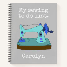 Sewing to do lista, vintage sewing machine, name