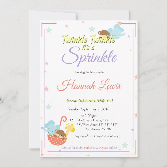 Sexo Chá de fraldas Neutro Convite à apresentação  (Frente)