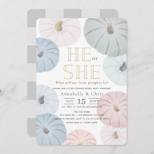 Sexo de Abóbora Rosa e Azul Revise Convite