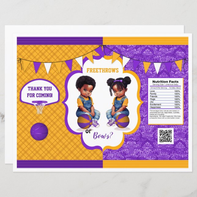 Sexo de Basquete Revela Chip Bag Roxo e Dourado (Frente/Verso)