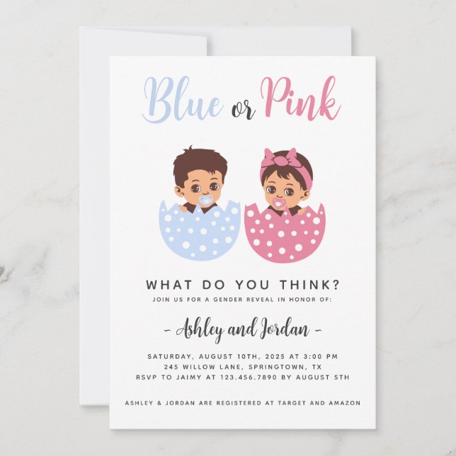 Sexo De Bebê Revela Convite Para Ovos Quebrados (Frente)