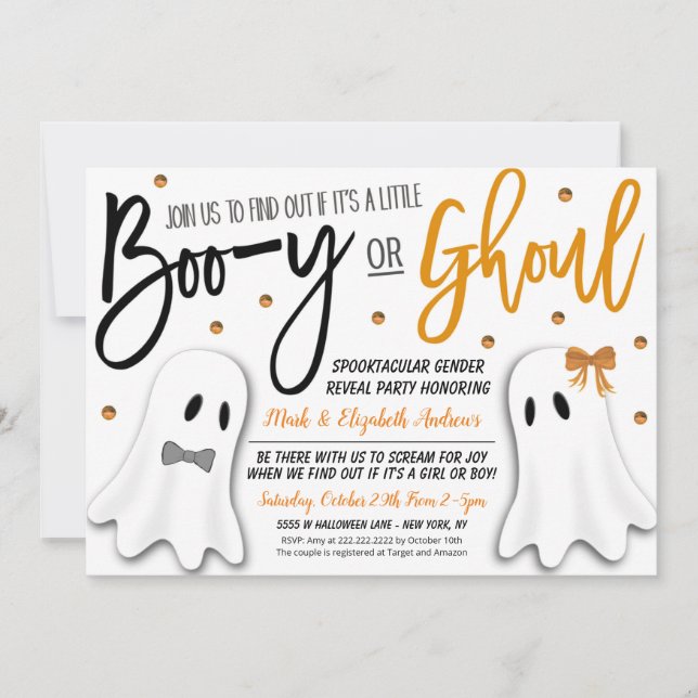 Sexo de Halloween Revelar Convite Fantasma (Frente)