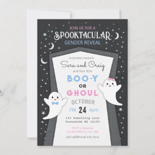 Sexo do bebê fantasma de Halloween convite