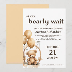 Sexo do Urso do Teddy Convite ao Chá de fraldas Ne