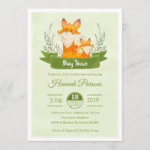 Sexo - Neutro Woodland Fox Chá de fraldas Convite