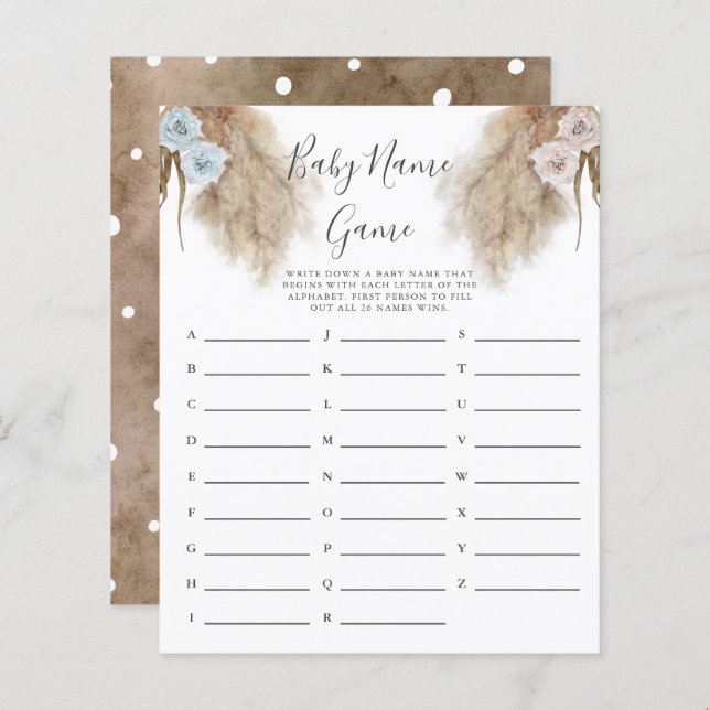 Sexo Revelar Pampas Grass Jogo do Chá do Nome do B (Frente/Verso)