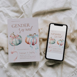 Sexo Revele Pastel Pumpkins e Arcos Convite