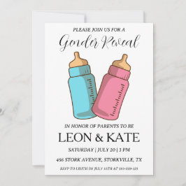 sexo rosa moderno e azul revelam convites