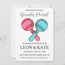 sexo rosa moderno e azul revelam convites