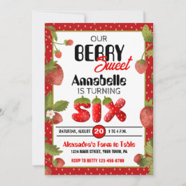 Sexto Convite de aniversário de morango