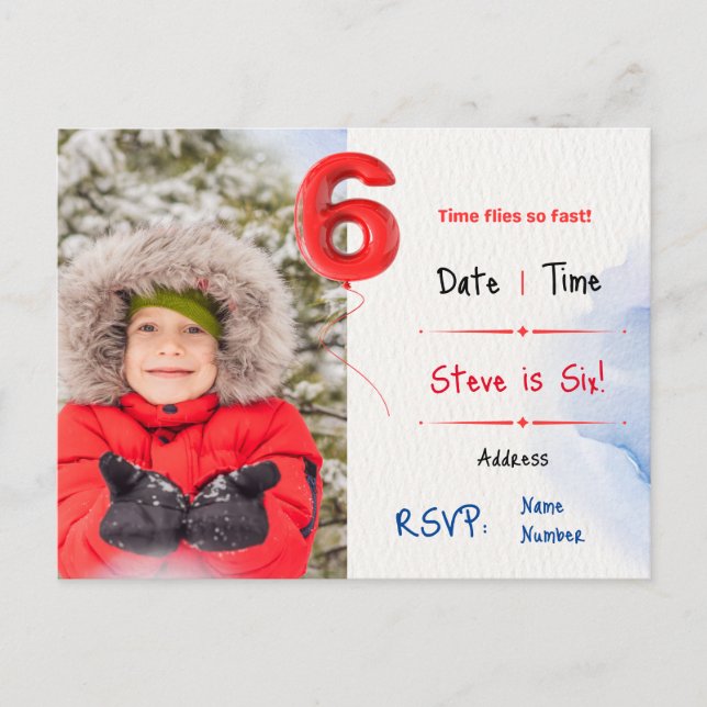 Sexto Convite de aniversário do Menino (Frente)