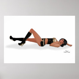 Sexy Brunette Pinup Girl Sleing Poster