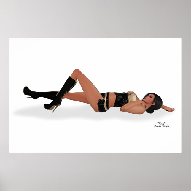 Sexy Brunette Pinup Girl Sleing Poster (Frente)