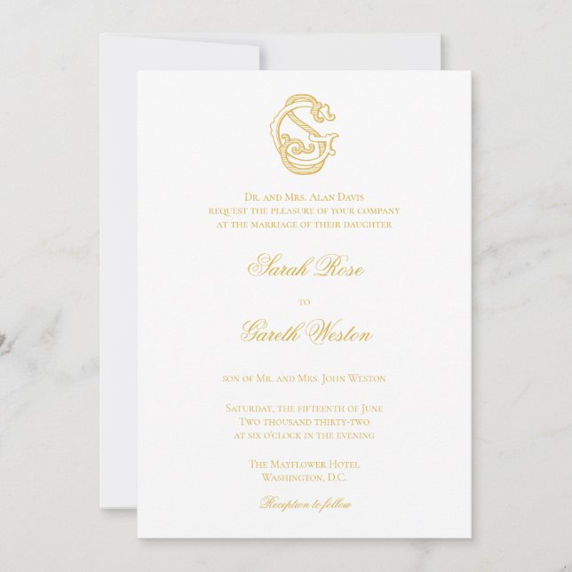 SG Monograma ou GS Monograma Convites de Casamento (Frente)