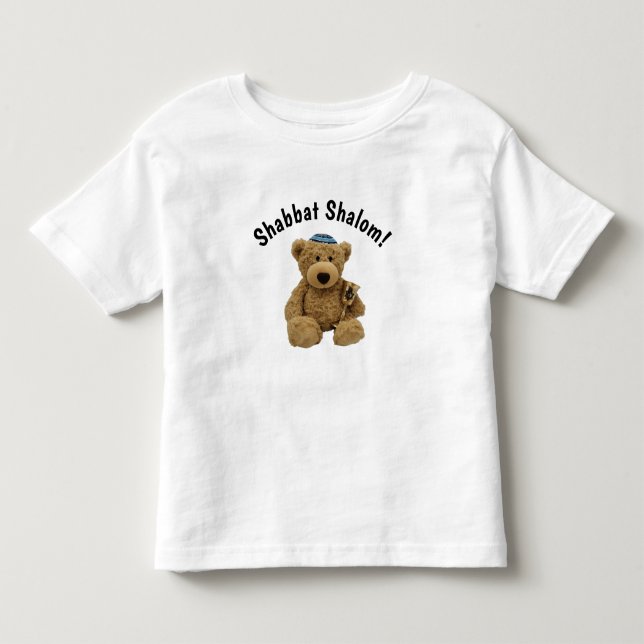 Shabbat Shalom Teddy Bear T-Shirt (Frente)
