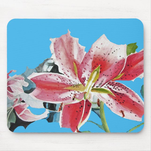 Shabby Lily Lillies Art Computer Mouse Pad (Frente)