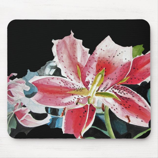Shabby Lily Lillies Art Computer Mouse Pad (Frente)