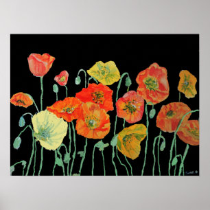 Shabby Orange Watercolor Poppy Art Poster