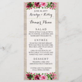 Shabby Vintage Rosas Rustic WedJantar Menu