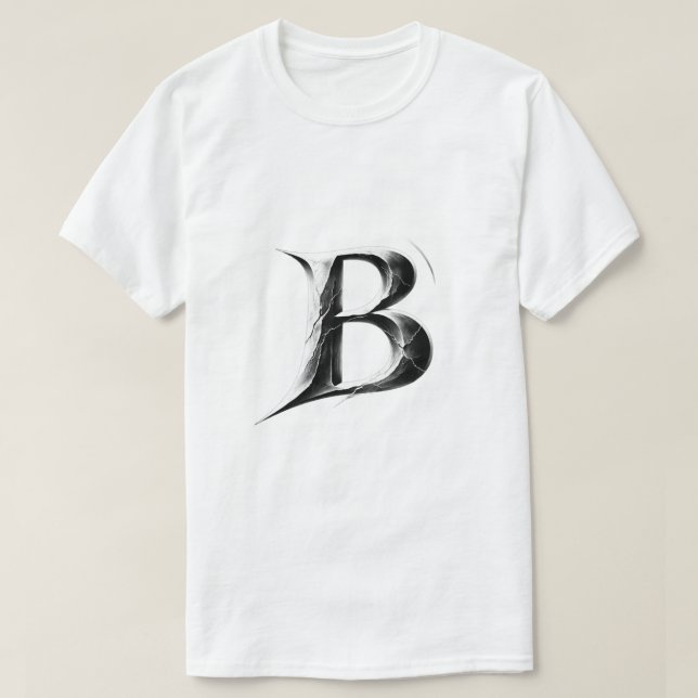 Shadow B – Dark Gothic Letter B T-Shirt (Frente do Design)