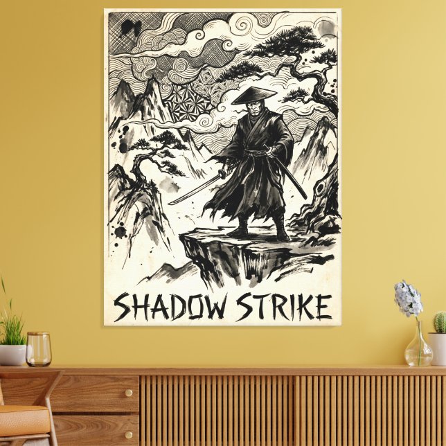 Shadow Strike Samurai Ink Art Canvas Print (Insitu(Sala de estar))