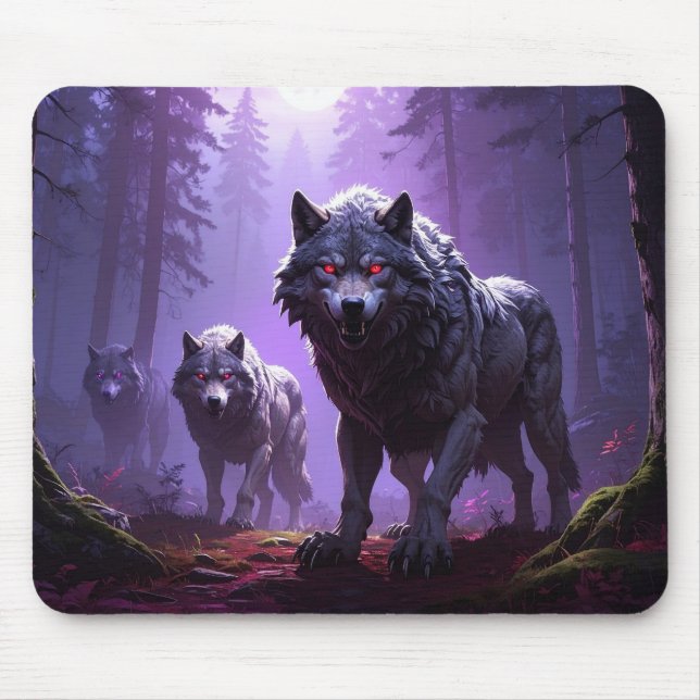 Shadowfang Pack – Midnight Wolves Fantasy Mousepad (Frente)