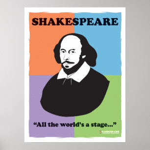 Shakespeare Poster de sala de aula colorida de 18"