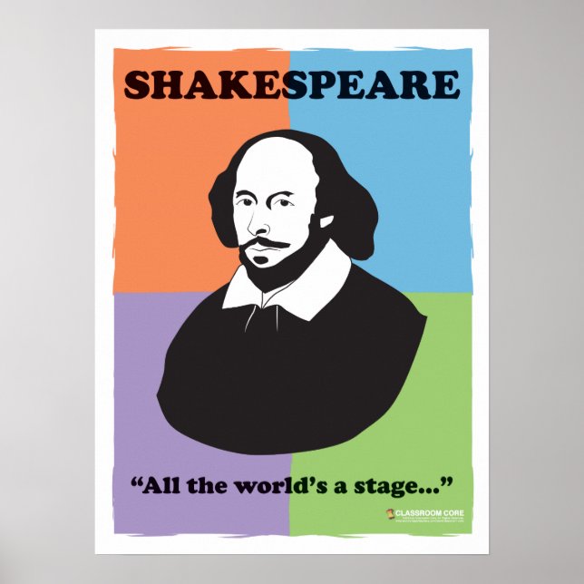 Shakespeare Poster de sala de aula colorida de 18" (Frente)