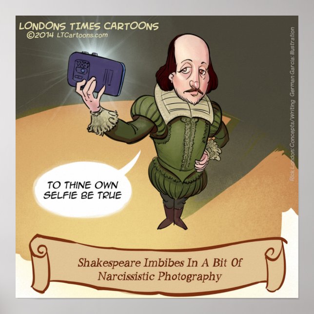 Shakespeare Selfie Engraçado Poster (Frente)