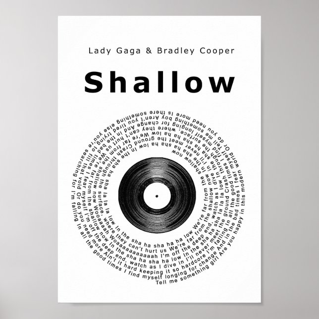 Shallow Vinyl Record Song Lyric Wall Art Impressão (Frente)