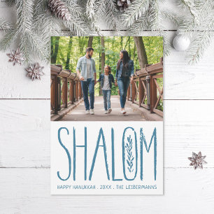 Shalom Lettering Hanukkah Cartão com fotos