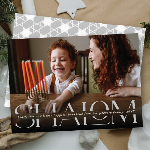 Shalom Peace Love Light Modern Hanukkah Cartão com