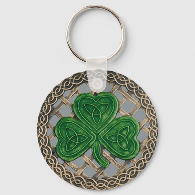 Shamrock and Celtic Knos Chaveiro Cinzas (Frente)