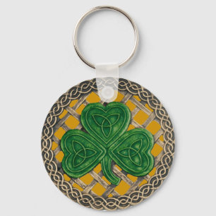 Shamrock and Celtic Knos Chaveiro Dourado