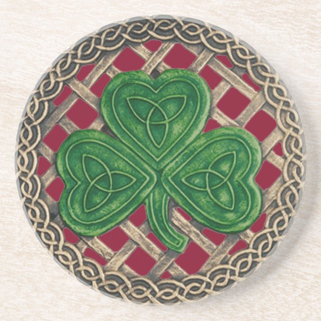 Shamrock and Celtic Knos Vermelho Porta copos (Frente)