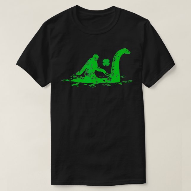 Shamrock Andando A Camisa Do Monstro Do Loch Ness (Frente do Design)