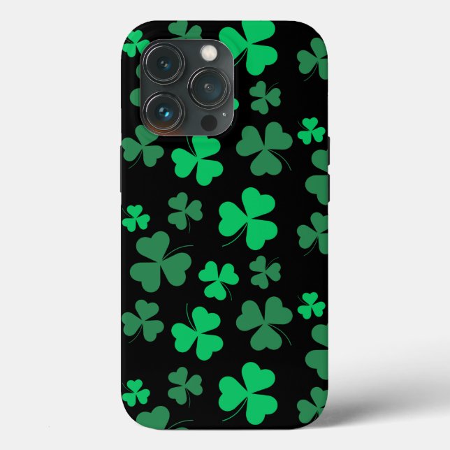 Shamrock Clover Green e Black Modern St Patricks (Verso)