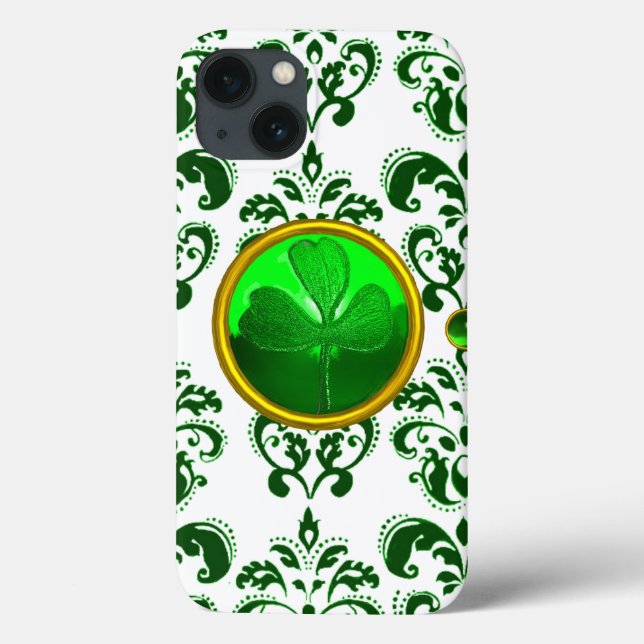 SHAMROCK DO DIA DE SAINT PATRICK COM DAMASK VERDE (Verso)