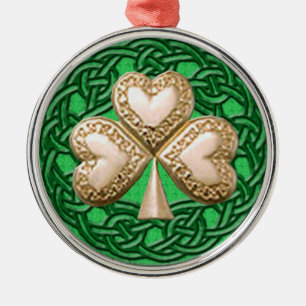 Shamrock Dourado Sobre Ornamento De Nós Celtas