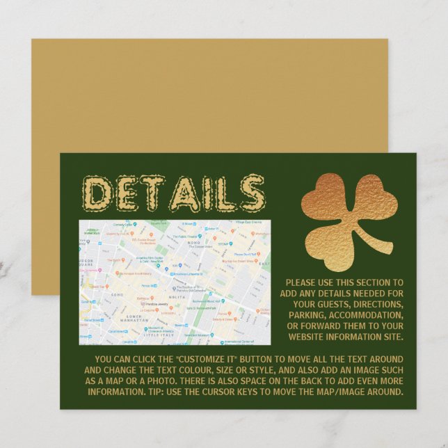 Shamrock Gold Foil, Cartão Detalhado do Dia de São (Frente/Verso)